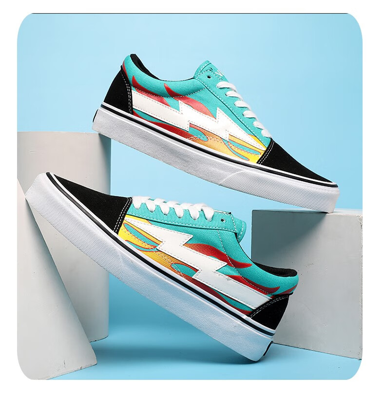 revenge x storm 复仇风暴火焰闪电鞋子男女款帆布鞋潮滑板鞋秋季
