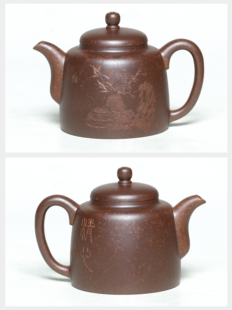 宜兴国助工沈群手工制作 原矿龙骨金砂老块泥350cc金钟中式功夫泡茶壶