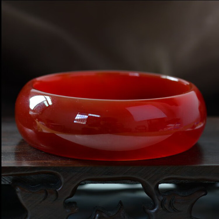 金玉兰香玉器巴西天然a货玛瑙手镯红色玛瑙女士玉镯 玉石红色加宽加厚