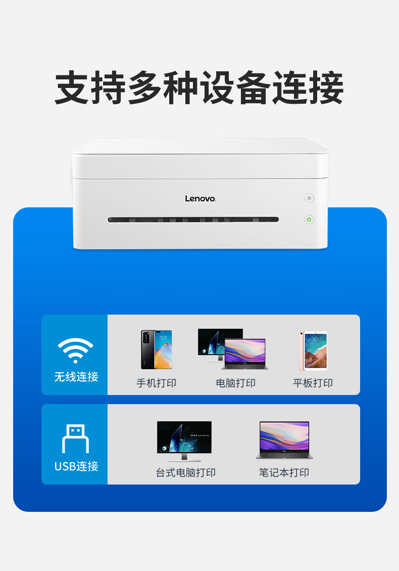 联想小新激光打印机家用小型m7208wpro复印一体机m7268无线wifi远程