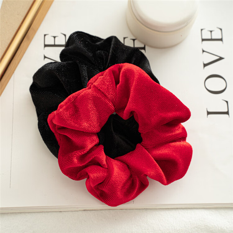 抖音发圈女红色圆形头绳圣诞大肠圈 黑色绒布【图片 价格 品牌 报价】