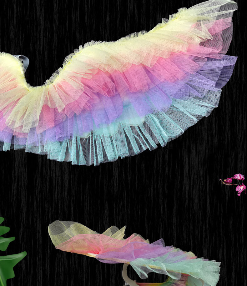 万圣节儿童天使翅膀彩虹公主网纱翅膀玩具cos精灵仙女魔法棒装饰3-12