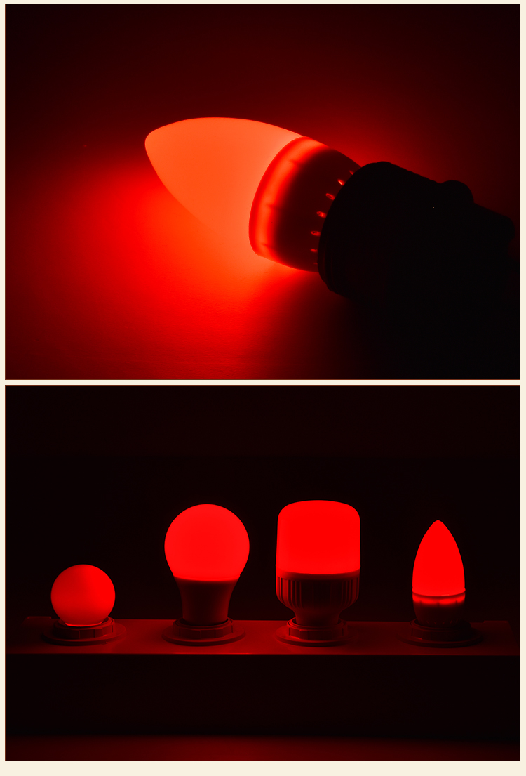 led红 小红泡彩泡5w10w防水彩泡高富帅红泡喜庆红灯笼球泡 e27红灯泡