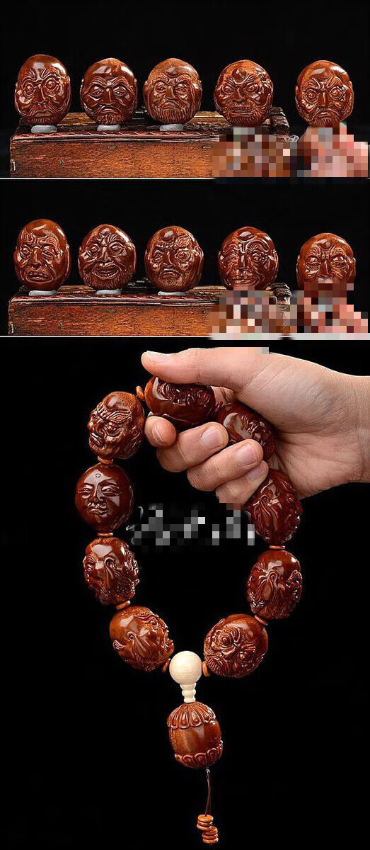 紫慕璃手工雕刻橄榄核十八罗汉超大手持苏工大师核雕印尼橄榄雕刻罗汉