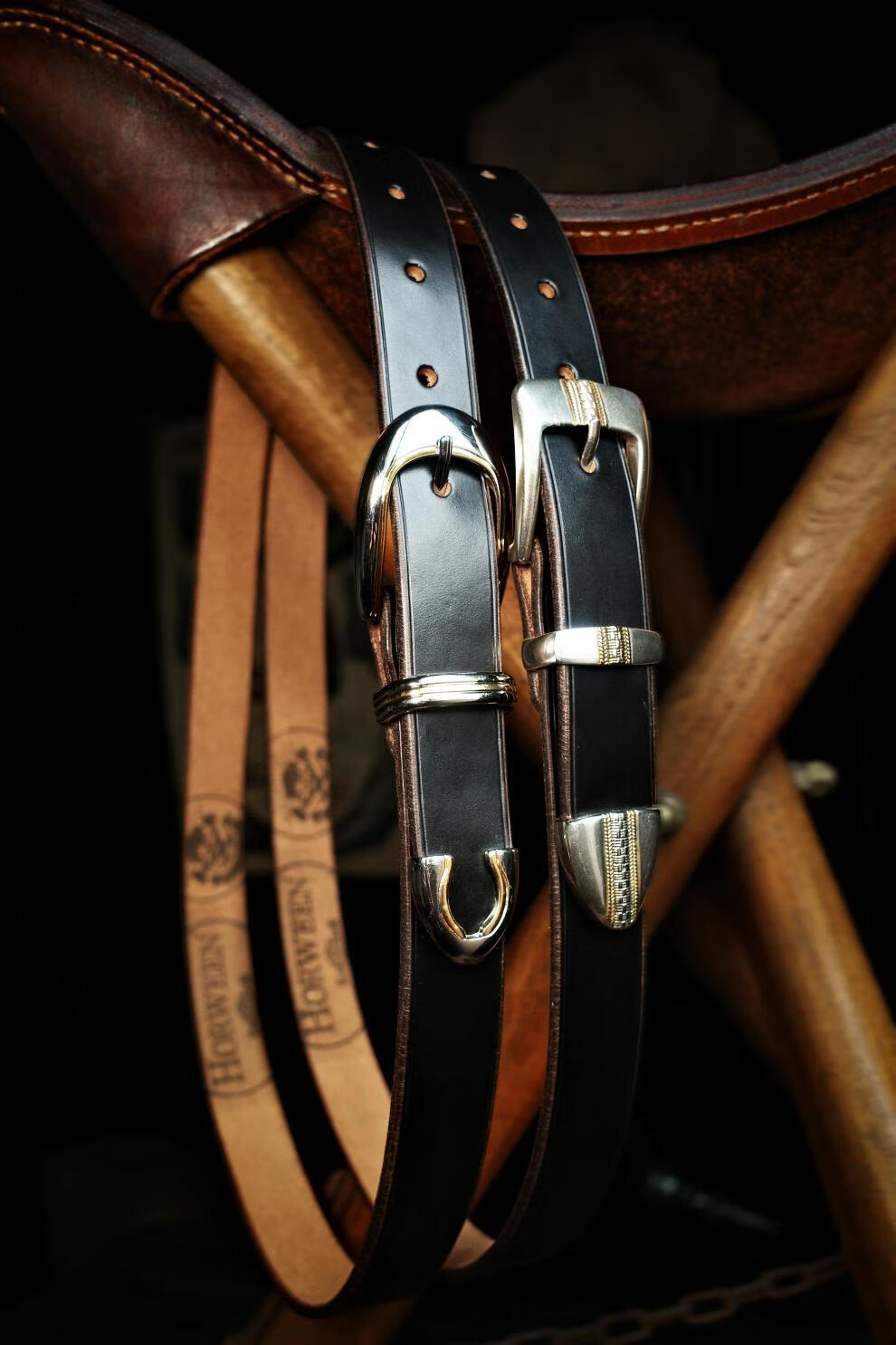 升级款 西部牛仔腰带美国霍尔文3cm美式复古骑兵三件套皮带绅士西部