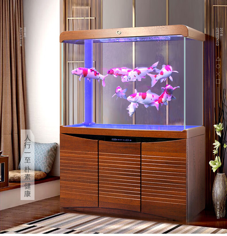 箱生态造景大型超白玻璃鱼缸家用客厅鱼缸屏风免换水懒人观赏金鱼缸