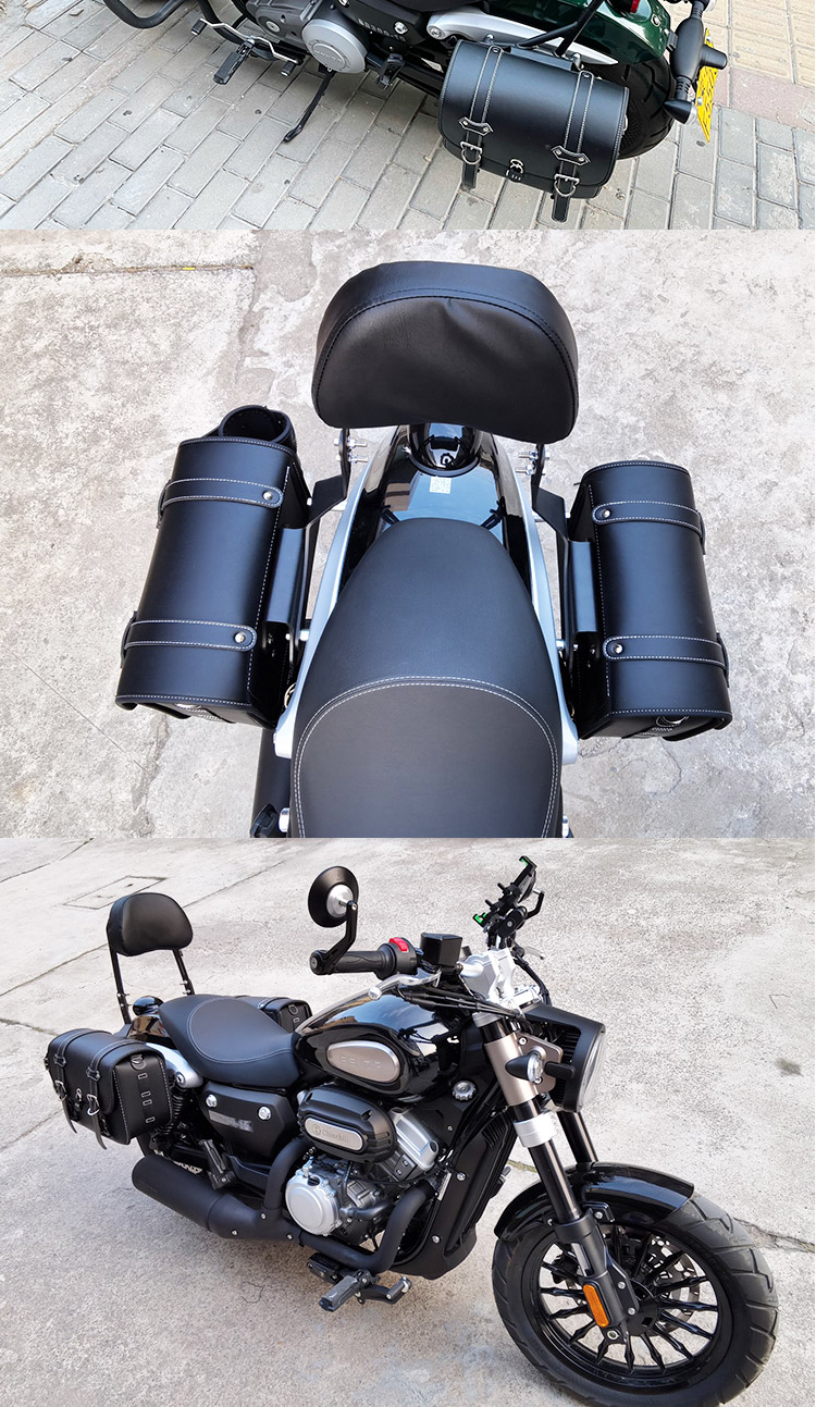 适用摩托车奔达金吉拉300灰石300边包改装防水边箱帆布挂包保险杠水杯