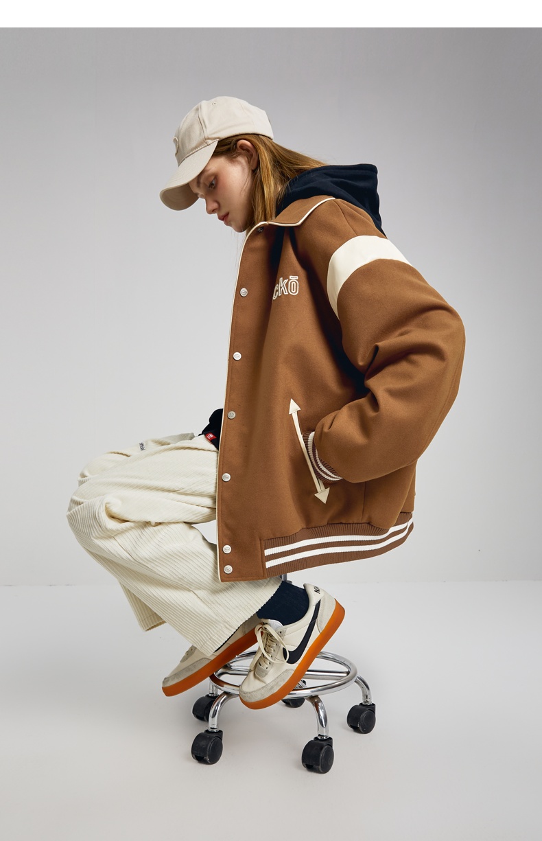 【chuck联名】ecko犀牛潮牌22aw美式复古pu贴布绣定制罗纹棒球服男女