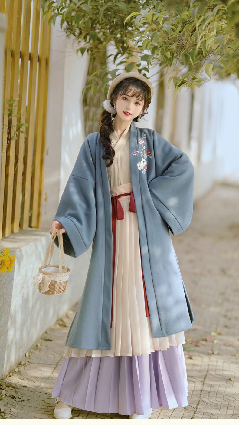 nrkm高端轻奢品牌汉服中青年女士冬季新款女宋制交领对襟齐腰褶裙