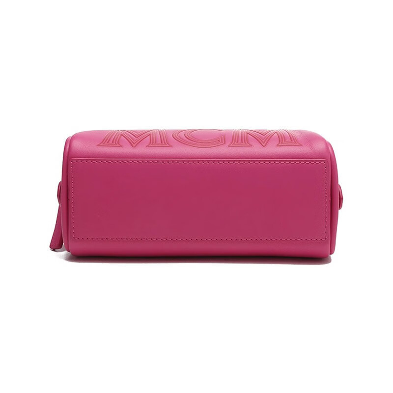 mcm 手提包女士压花logo皮革链条手提单肩斜挎包波士顿包迷你款送女友