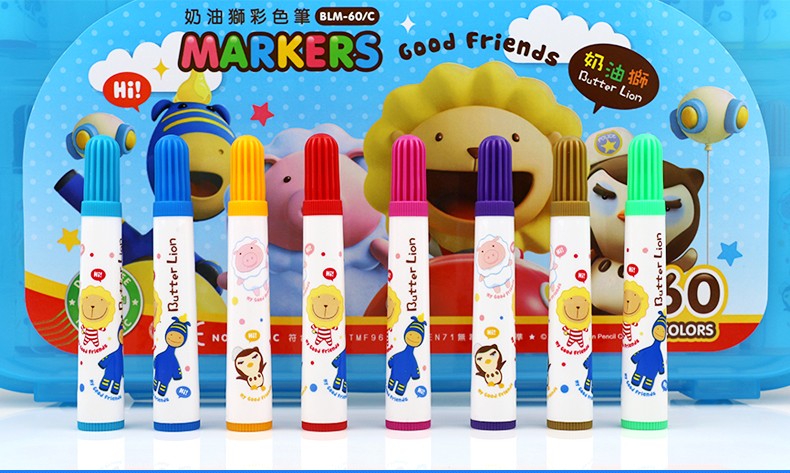 雄狮奶油狮水彩笔48色60色彩色笔儿童美术绘画笔套装涂鸦笔彩绘笔大