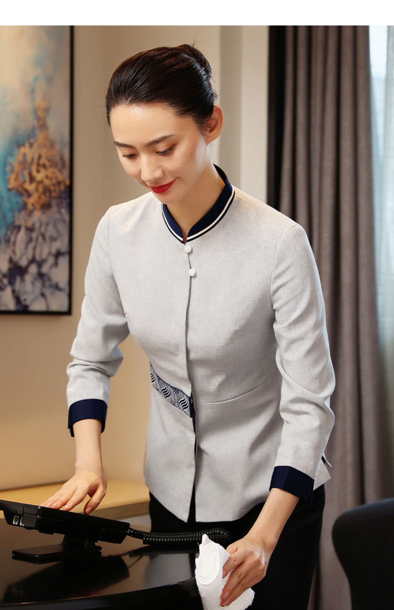 bwuky工作服男保洁工作服长袖女宾馆酒店家政客房服务员售楼部医院