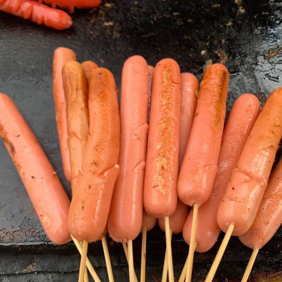 煎烤肠烤肠清真淀粉肠地摊烤肠家庭小吃健康食品 40支(50g2f支 竹签)
