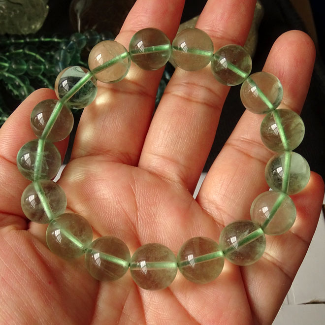 香港言和专柜原生态物质蓝萤石手链 蓝莹石手串水晶手链 深蓝男款女款