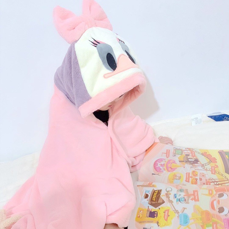 家纺旗舰官方店2021新款黛西星黛露网红兔珊瑚绒斗篷浴巾儿童浴袍90*