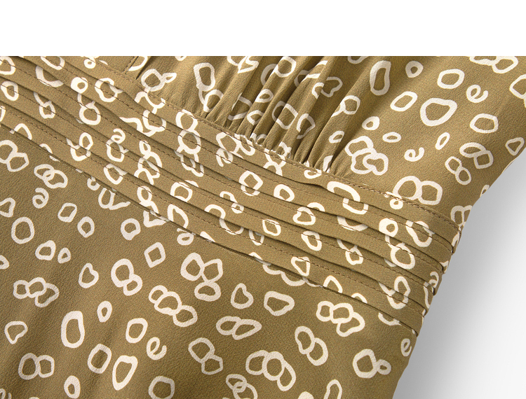 伊芙丽气质碎花裙2022夏季新款设计感小众裙子真丝连衣裙夏 浅金棕 16