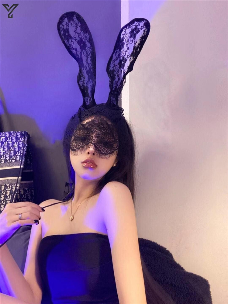 面具情i趣成人蕾丝面具半脸直播头套兔女郎眼罩道具面纱抖音兔子面罩