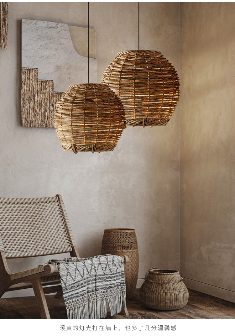 侘寂风吊灯原木色风装修用灯具侘寂风吊灯东南亚客厅餐厅复古茶室禅意
