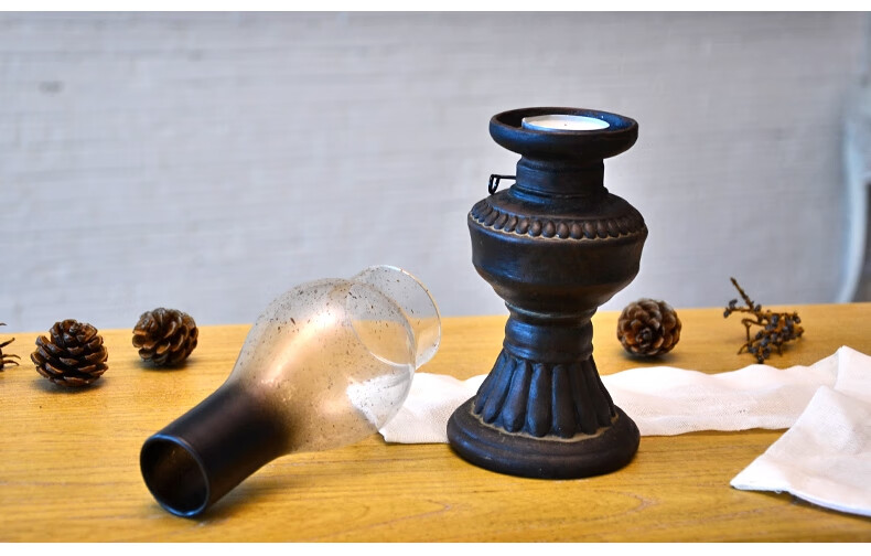 复古怀旧老式煤油灯蜡烛台创意烛光晚餐道具酒吧咖啡餐厅烛台摆件