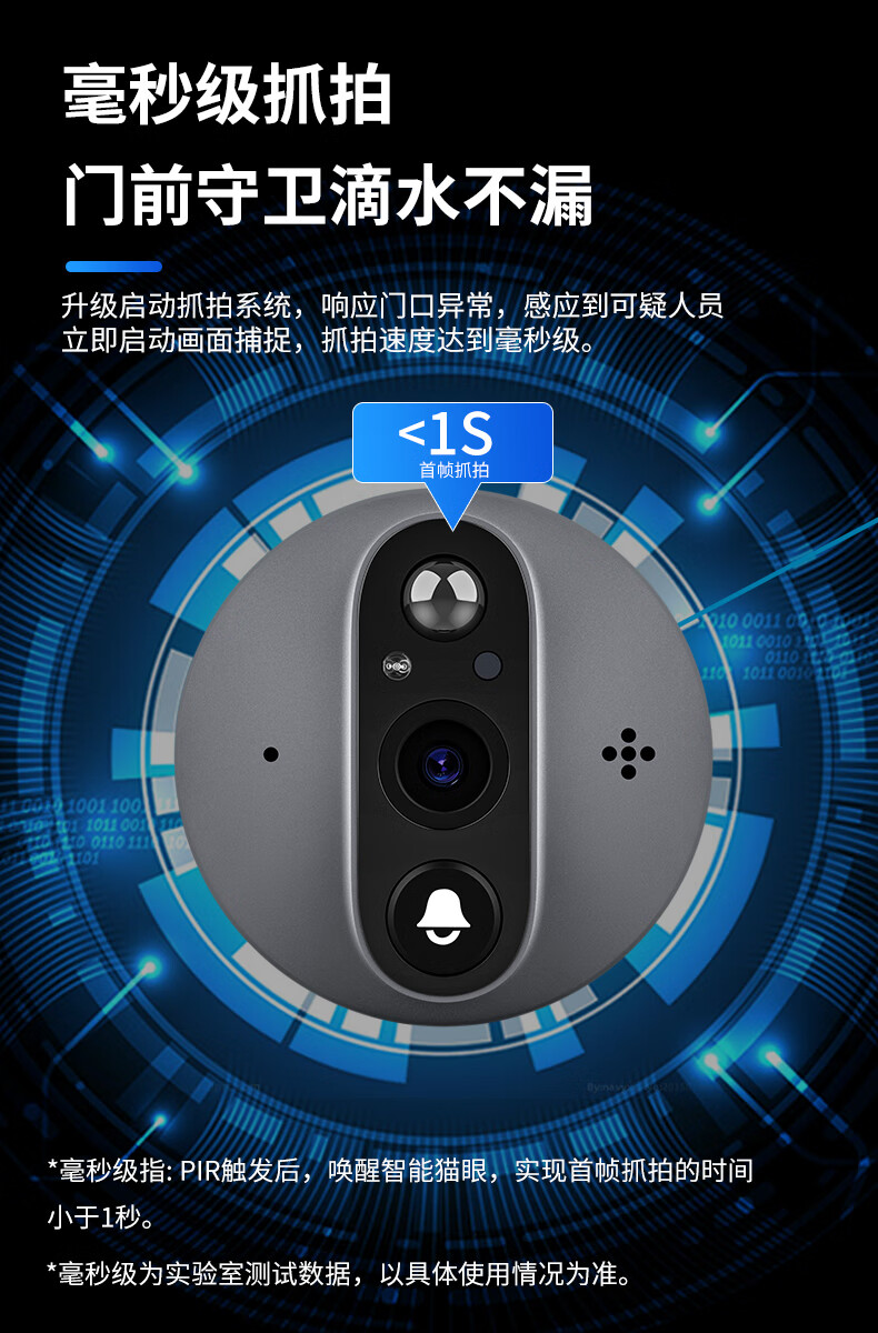 mdng 智能猫眼监控摄像头可视门铃家用二合一带显示屏门镜手机远程