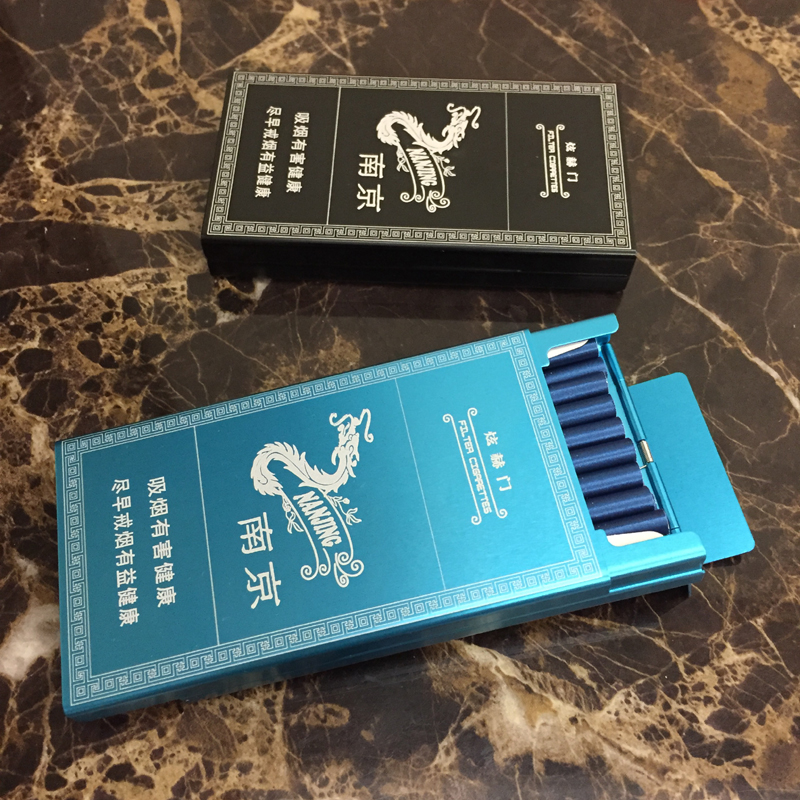 铝合金细支女士加长款细杆20支装金属创意自动弹盖 黑色 龙纹字 用于