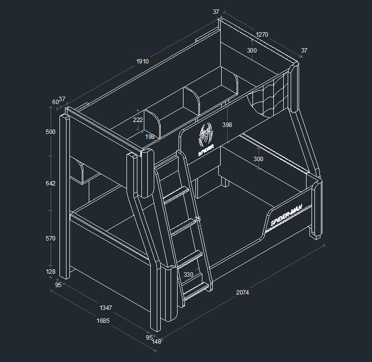 蜘蛛俠床床上下鋪高低軟體雙層床男孩蜘蛛俠皮藝兩層床臥室傢俱 高低