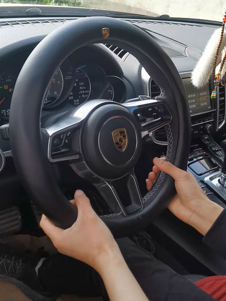 定制专用于保时捷汽车把套新卡宴718帕拉梅拉911迈凯女用方向盘套无标