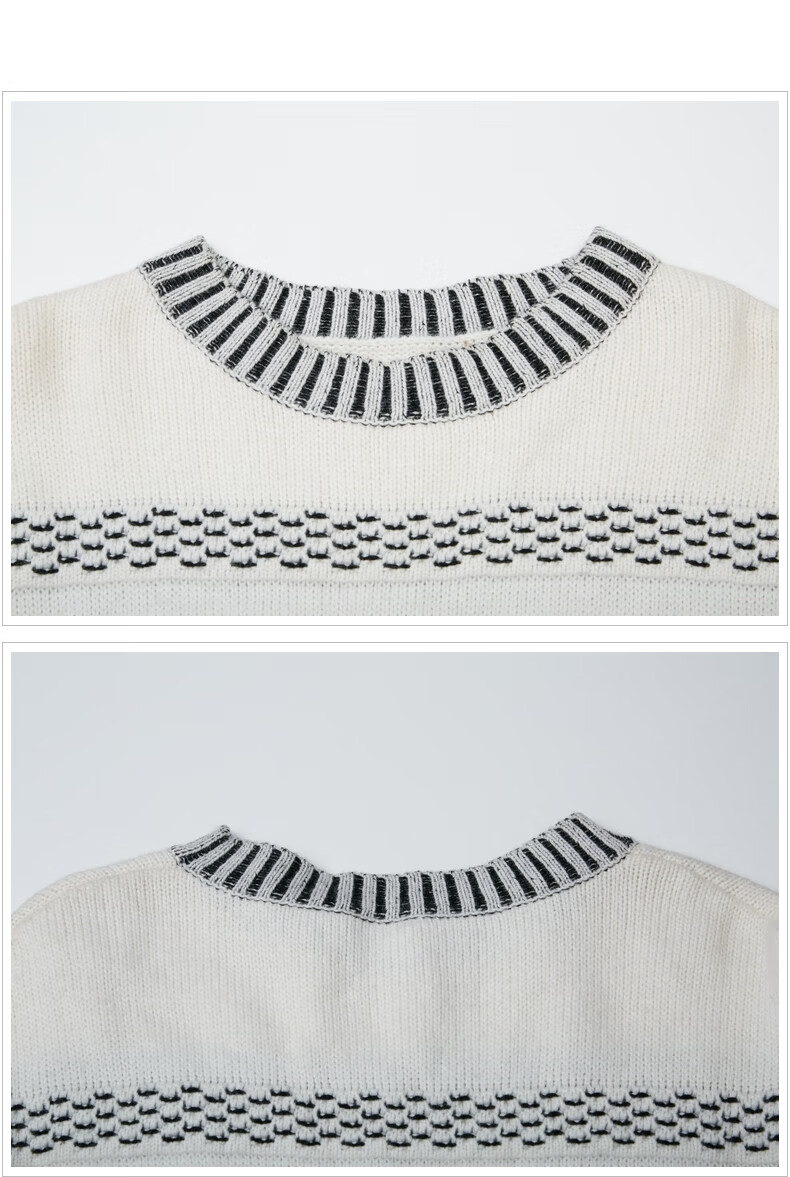 婉甸香草白毛织提花套头衫2021冬新品女装羊毛混纺毛衣1204w56jd2