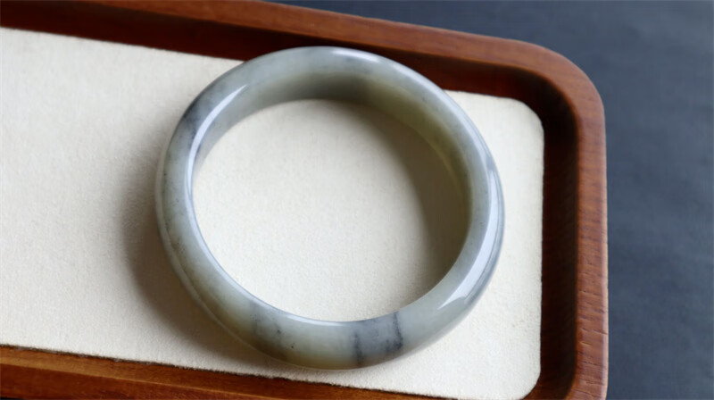 梦莹 天然和田玉新疆青花平安镯 点墨子宽条女款厚实款特色水墨丹青细