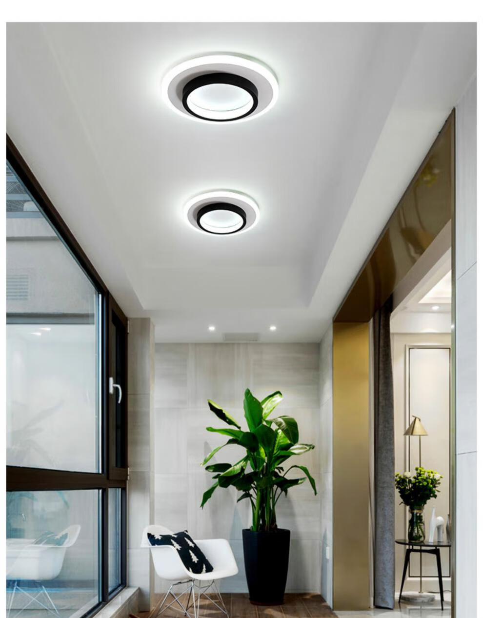 走廊灯简约现代led玄关吸顶灯创意个性阳台灯走道通道灯具 24*24厘米