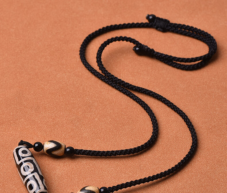 天珠挂绳横穿天珠配绳横穿吊坠挂绳天珠锁骨绳天珠横穿绳子男 虎牙款