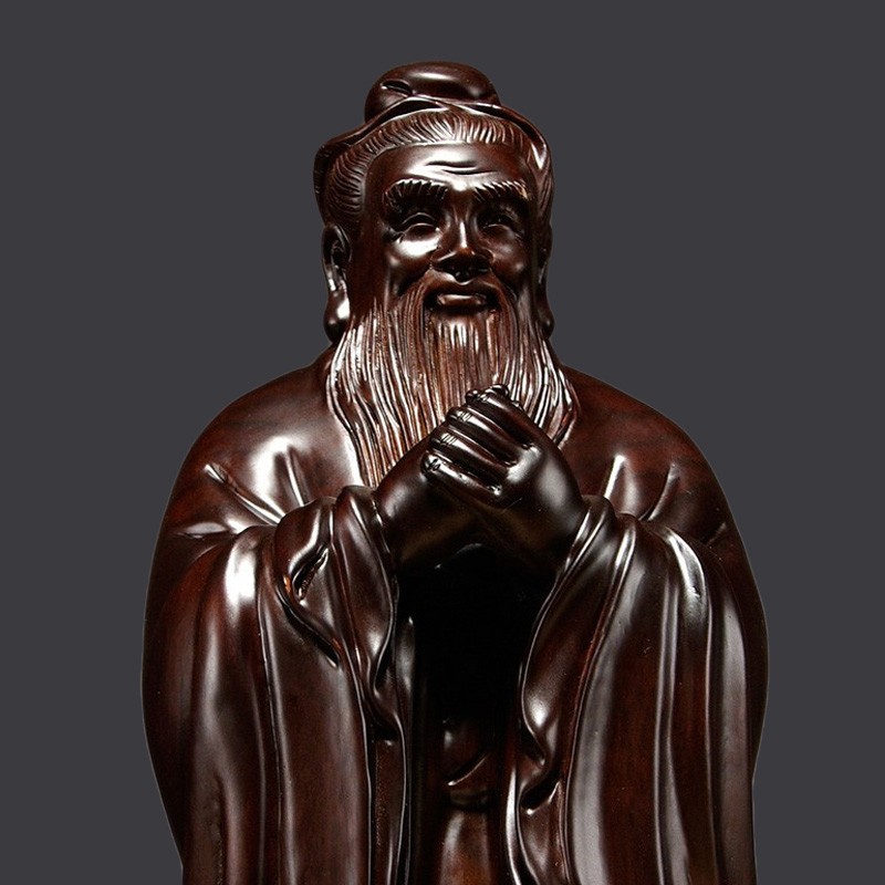 【优程京选】 花梨木雕孔子雕像孔夫子摆件 办公室装饰桌面摆件实木