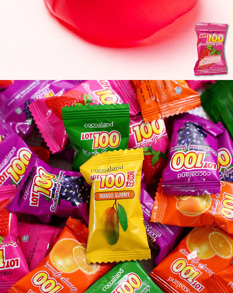 马来西亚进口lot100一百份果汁软糖320g袋装百分百软糖结婚礼年货喜糖