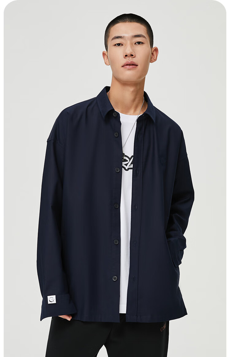 jackjones杰克琼斯秋男运动休闲字母图案廓形长袖衬衫