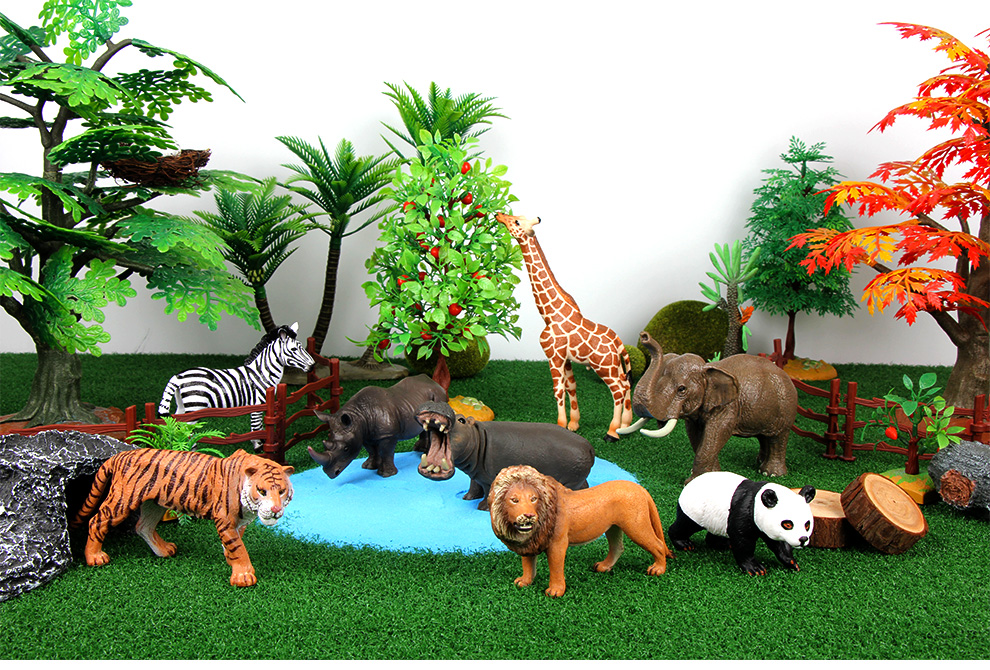 玛奇乐仿真动物模型套装玩具动物老虎狮子大象长颈鹿儿童玩具生日礼物