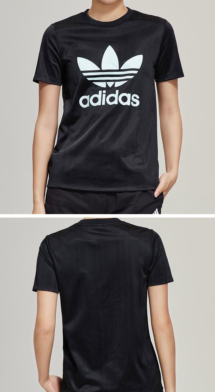 adidas阿迪达斯三叶草女装夏季新款logo圆领短袖t恤运动服dv0116dv01