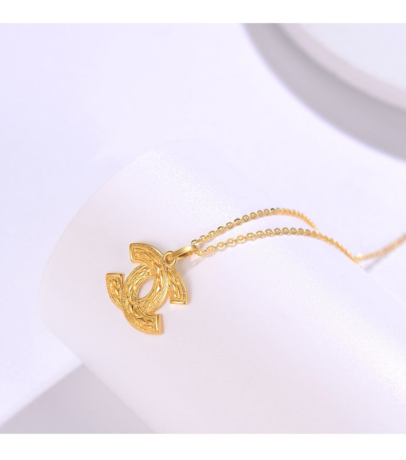 9999足金黄金5g项链双c足金套链卓悦珠宝双c套链黄金双c项坠吊坠送