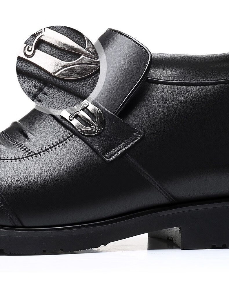 老人头【特价捡漏】【头层牛皮】棉鞋男真皮羊毛加绒皮鞋男中老年防滑