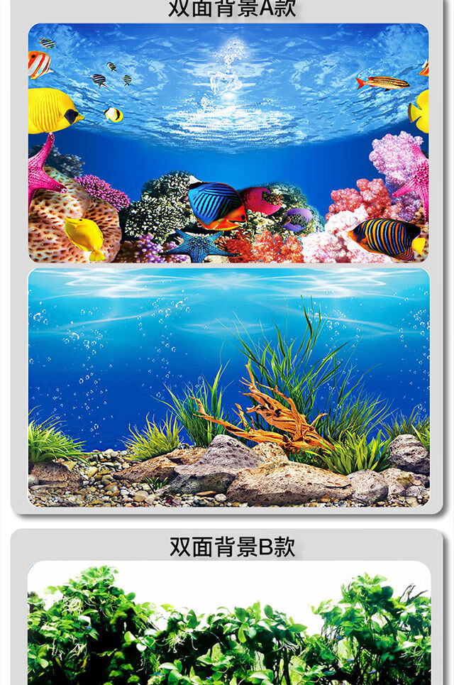 精选鱼缸背景纸画高清图3d立体壁画水族箱背景图贴纸装饰鱼缸背景画地