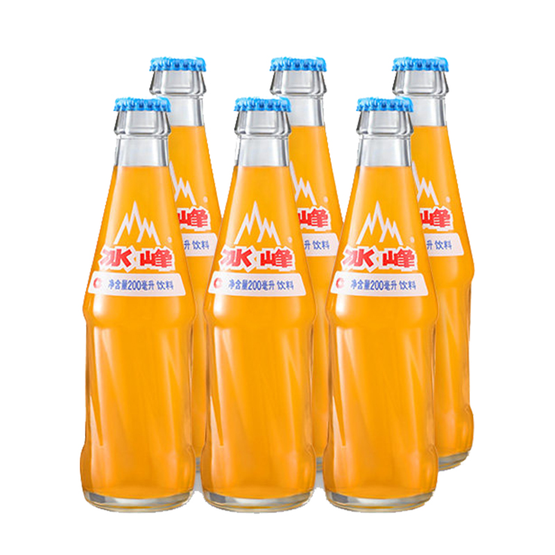 特产优联 冰峰汽水玻璃瓶装 200ml*6 橙味食品西安怀旧老汽水冰封塑料