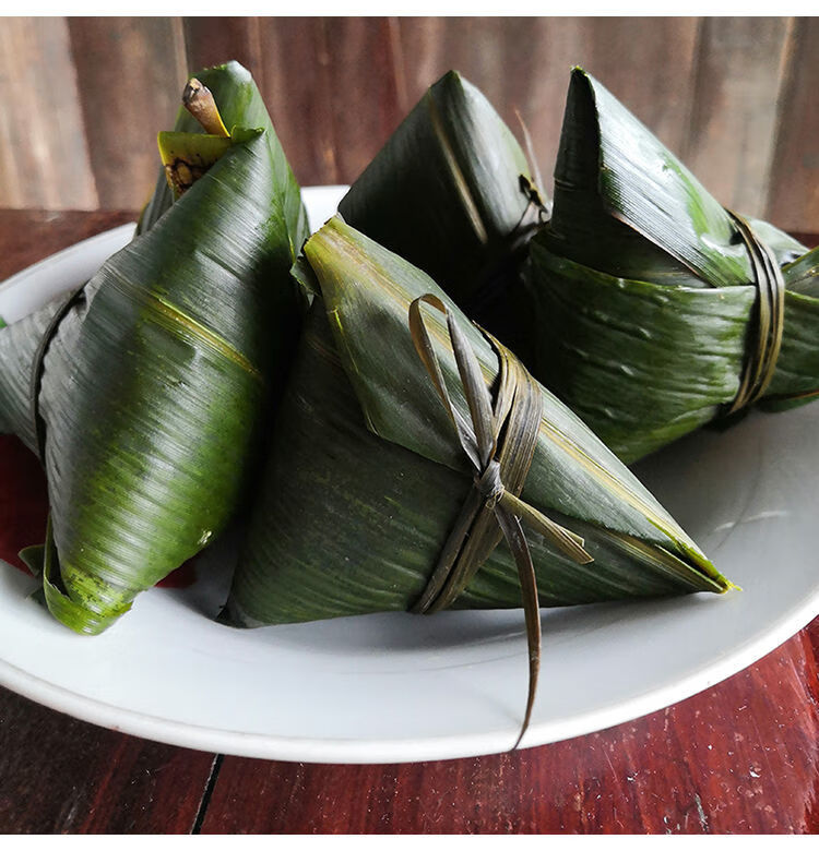 碱水粽子端午粽湘西糯米粽原味无馅农家粽水晶粽子 5个(500克左右)【