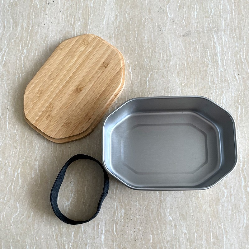 特百惠【捡漏特价】304不锈钢方形饭盒07厚无磁全钢密封八角饭盒可带