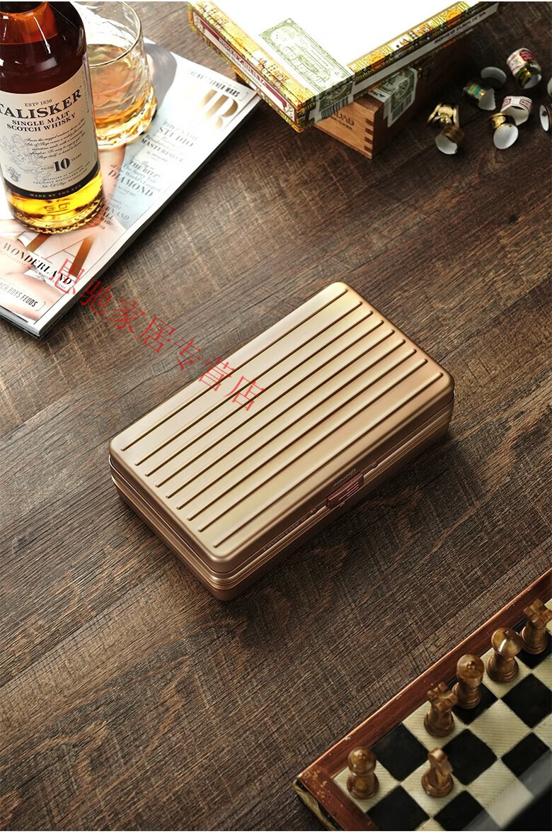 轻薄铝制雪松木内衬保湿盒便携雪茄盒中秋礼物 空间魔术师随身雪茄盒