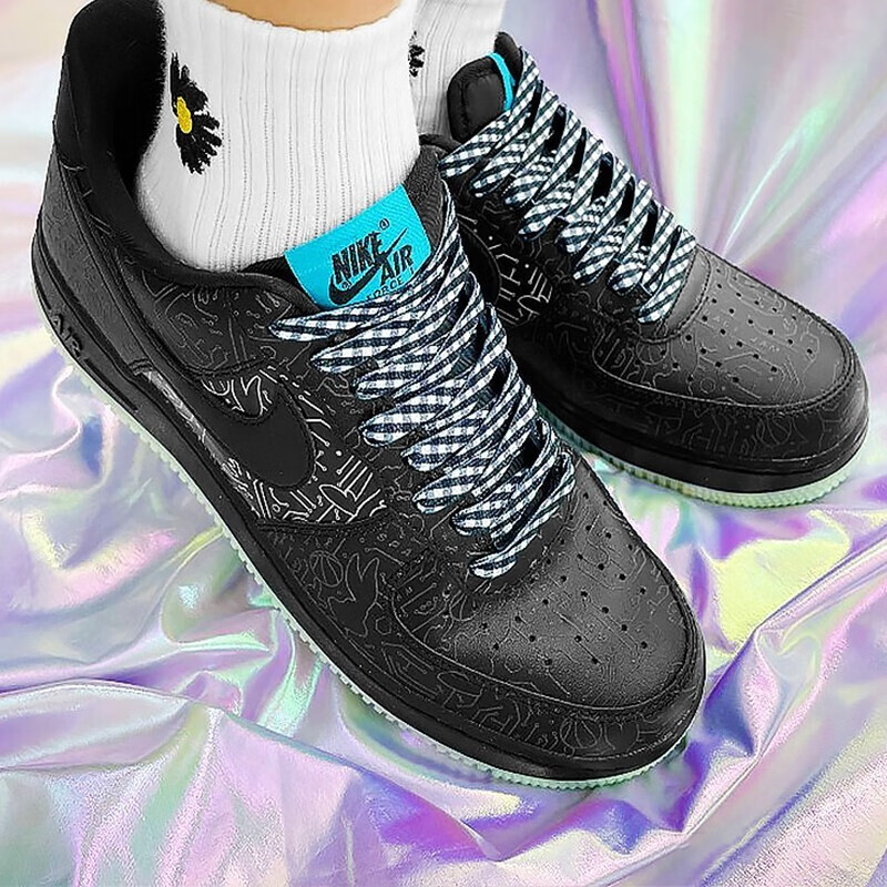 耐克nike air force 1 空军一号 黑色夜光 电竞系列 男子低帮休闲运动