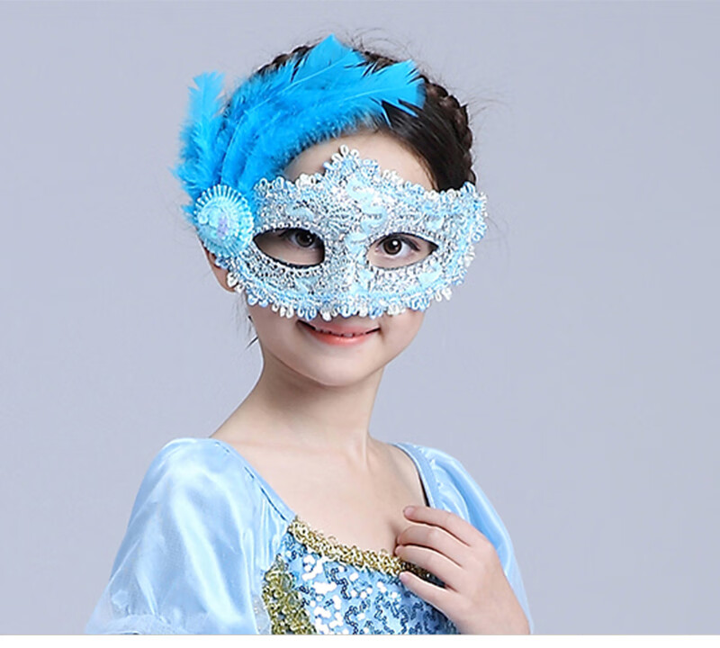 冰雪奇缘公主万圣节圣诞派对化妆舞会半脸成人女童儿童面具 紫色爱莎