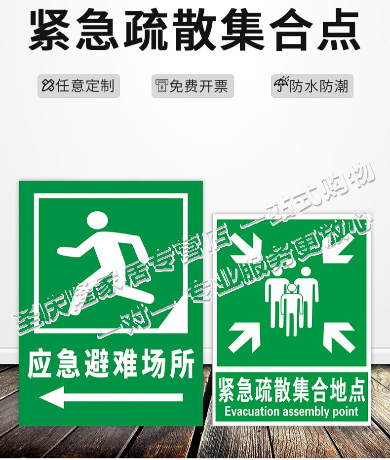 紧急疏散集合地点应急避难场所消防标识标示贴指示牌安全警示标志xf59