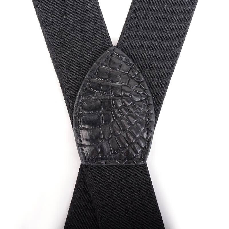 毅莱米特男士鳄鱼皮背带x型四钩商务休闲欧美风吊裤带挂钩背带钩扣