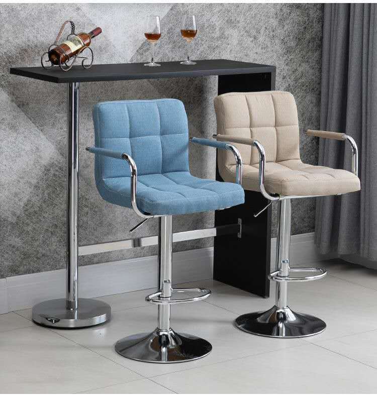 椅升降椅高脚椅子靠背吧台现代简约吧椅酒吧椅高脚椅子家用橘色经典款