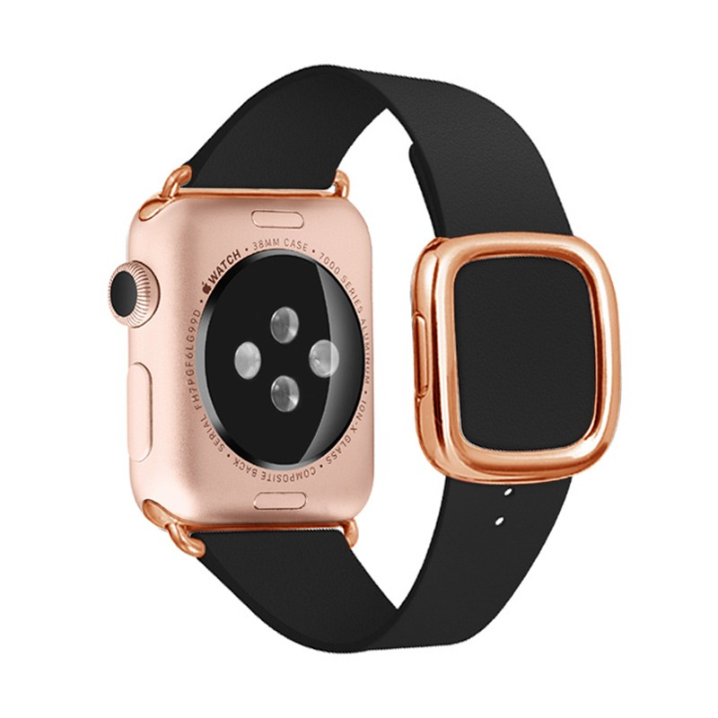 iwatch7se表带6现代风扣皮革苹果手表s7表带金属磁吸扣表带applewatch