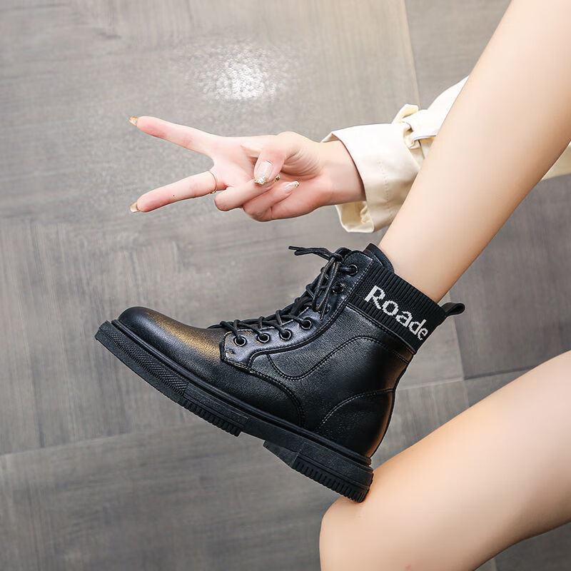 开学季中学生皮鞋女黑色秋冬娃娃鞋秋冬12少女孩短靴13大童韩版大棉